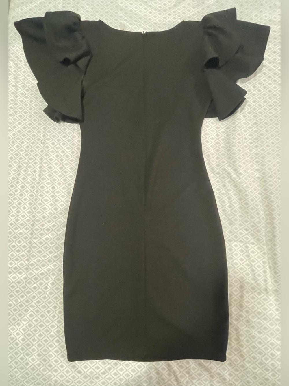 Chocolate Black Ruffle-Sleeve Midi Dress
